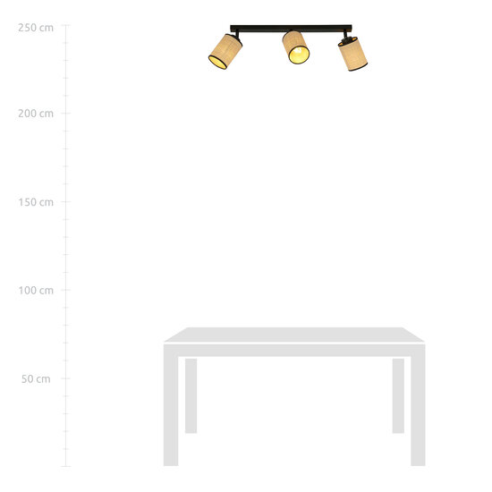 Ballerup triple lange zwarte plafondlamp met textiel kokers E27