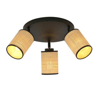 Ballerup round triple orientable black ceiling lamp with textile tubes E27