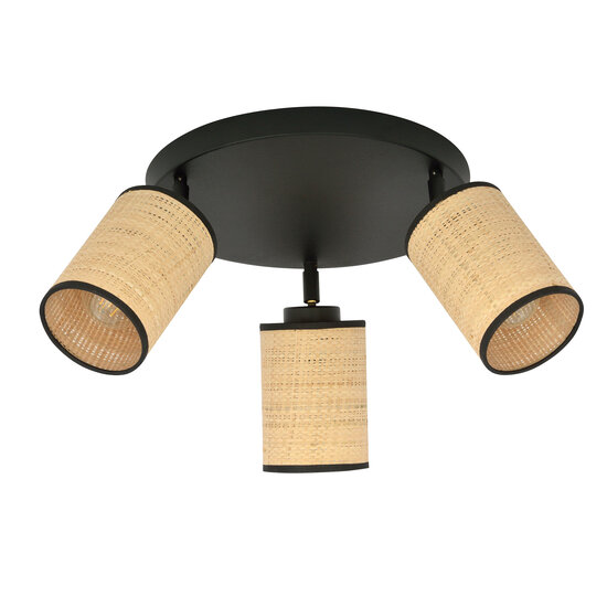 Ballerup round triple orientable black ceiling lamp with textile tubes E27