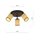 Ballerup round triple orientable black ceiling lamp with textile tubes E27