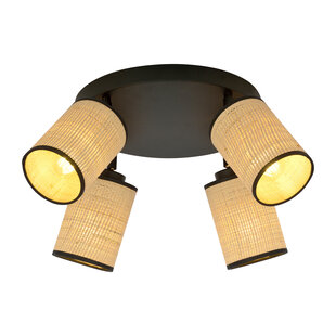 Ballerup 4 orientable round black ceiling lamp with textile E27 tubes