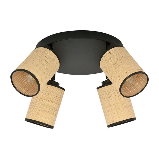Ballerup 4 orientable round black ceiling lamp with textile E27 tubes