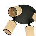 Ballerup 4 Plafón orientable redondo negro con tubos textiles E27