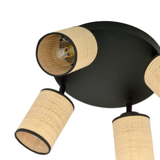Ballerup 4 orientable round black ceiling lamp with textile E27 tubes