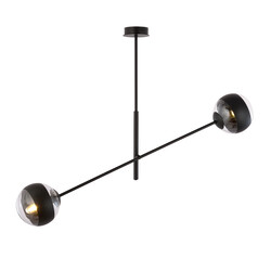 Lámpara colgante Vordingborg negra con 2 bombillas de cristal rayadas E14