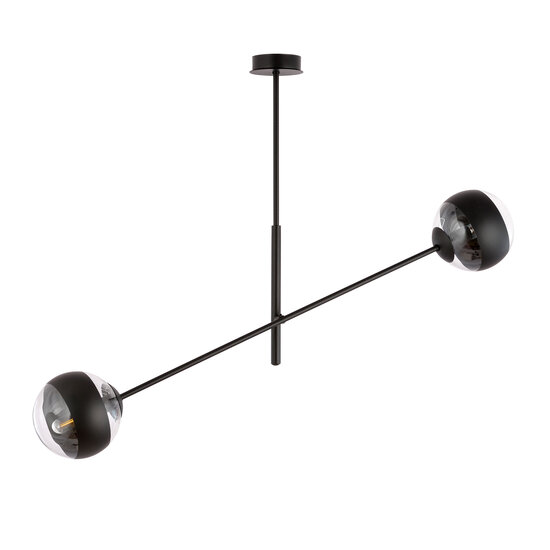 Emibig Emibig Vordingborg hanglamp zwart met 2 glazen gestreepte bollen E14 - Perfecte architectuur verlichting voor elk interieur