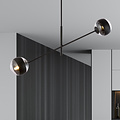 Emibig Emibig Lámpara colgante Vordingborg negra con 2 bombillas de vidrio rayadas E14 - Iluminación arquitectónica ideal para interiores modernos