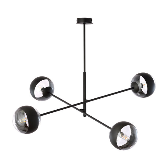 Emibig Emibig Vordingborg lampe suspendue moyenne noire avec 4 ampoules en verre rayées E14 - Éclairage idéal pour tout espace