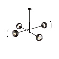Vordingborg medium hanglamp zwart met 4 glazen gestreepte bollen E14