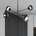 Emibig Emibig Vordingborg medium hanglamp zwart met 4 glazen gestreepte bollen E14 - Perfecte verlichting voor elke ruimte