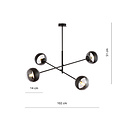 Emibig Emibig Vordingborg lampe suspendue moyenne noire avec 4 ampoules en verre rayées E14 - Éclairage idéal pour tout espace