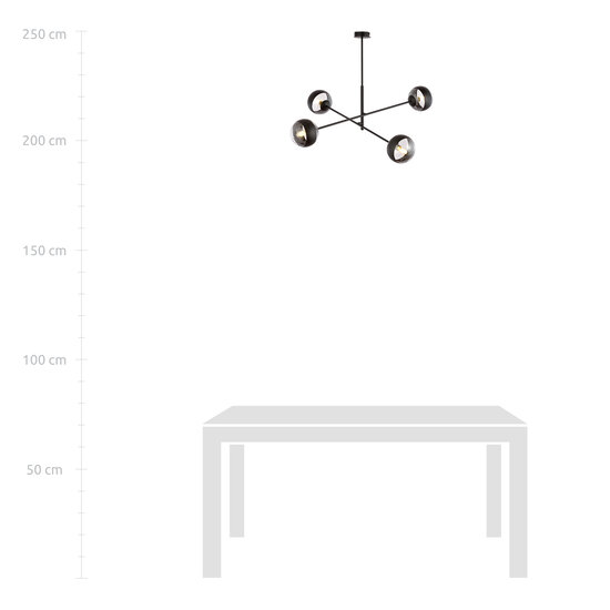 Emibig Emibig Vordingborg medium hanglamp zwart met 4 glazen gestreepte bollen E14 - Perfecte verlichting voor elke ruimte