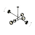 Emibig Emibig Vordingborg grote hanglamp zwart met 6 glazen gestreepte bollen E14 - Perfect voor sfeervolle verlichting in elke ruimte