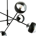 Emibig Emibig Vordingborg grote hanglamp zwart met 6 glazen gestreepte bollen E14 - Perfect voor sfeervolle verlichting in elke ruimte