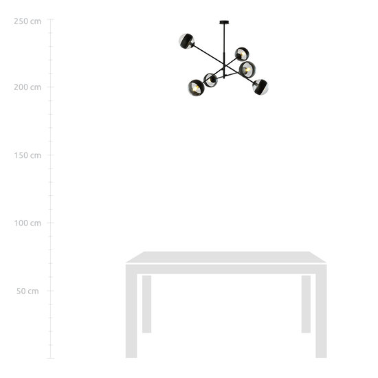 Emibig Emibig Vordingborg large hanging lamp black with 6 glass striped bulbs E14 - Ideal for stylish lighting in any room