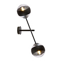 Vordingborg wandlamp met 2 zwarte gestreepte glazen bollen E14