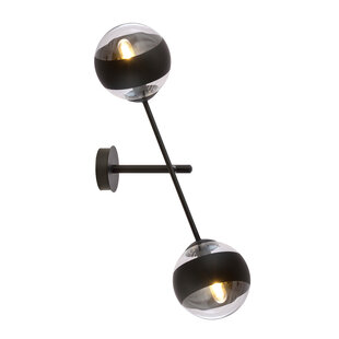 Applique Vordingborg avec 2 ampoules en verre noir rayé E14