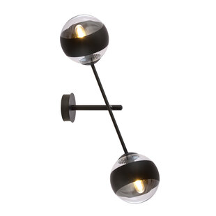 Applique Vordingborg avec 2 ampoules en verre rayé noir E14