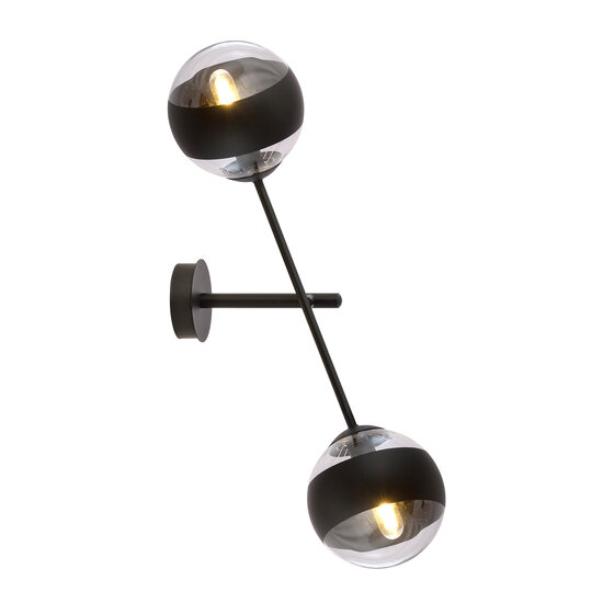Emibig Emibig Vordingborg wall lamp with 2 black striped glass bulbs E14 - Ideal for creating a cozy atmosphere in any room