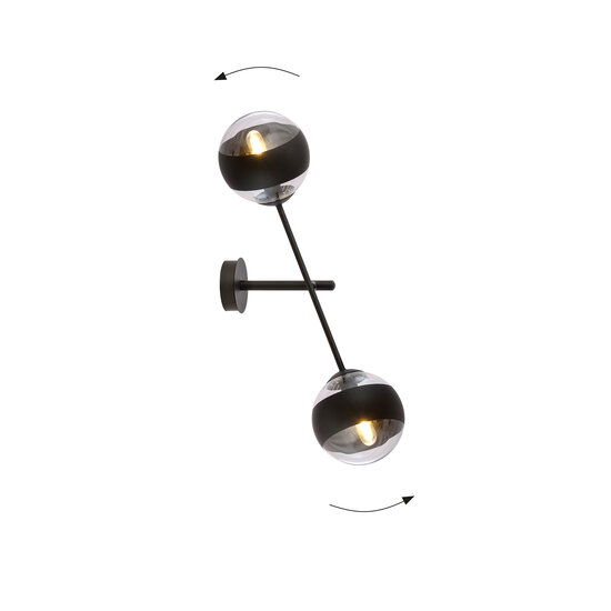 Vordingborg wall lamp with 2 black striped glass bulbs E14