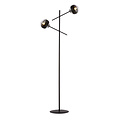 Lampadaire noir Vordingborg avec 2 ampoules rayées en verre E14