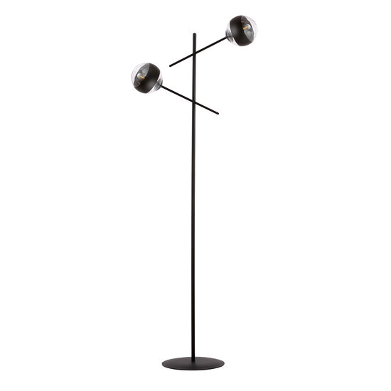 Emibig Emibig Lampadaire noir Vordingborg avec 2 ampoules en verre rayées E14 - Éclairez votre espace avec style et élégance