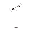 Lampadaire noir Vordingborg avec 2 ampoules rayées en verre E14