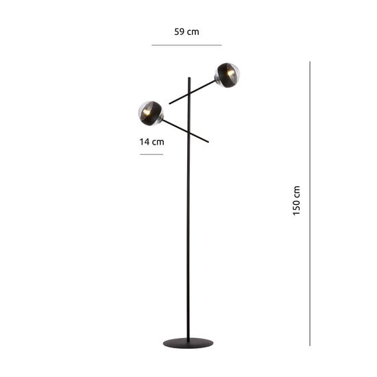 Emibig Emibig Vordingborg black floor lamp with 2 glass striped bulbs E14 - Illuminate your space with style and elegance