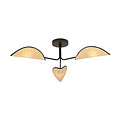 Emibig Emibig Thisted lampe de plafond 3x E14 noire avec feuilles en textile couleur bois clair - Idéale pour créer une ambiance chaleureuse