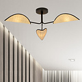 Emibig Emibig Thisted striking 3x E14 ceiling lamp black with light wood color textile leaves - Ideal for creating a cozy atmosphere