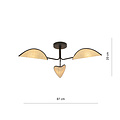 Emibig Emibig Thisted striking 3x E14 ceiling lamp black with light wood color textile leaves - Ideal for creating a cozy atmosphere