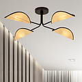 Emibig Emibig Thisted schöne Deckenleuchte schwarz mit hellen holzfarbenen Textilblättern 4x E14 - Ideal für eine gemütliche Atmosphäre