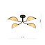 Thisted beautiful ceiling lamp black with light wood color textile leaves 4x E14