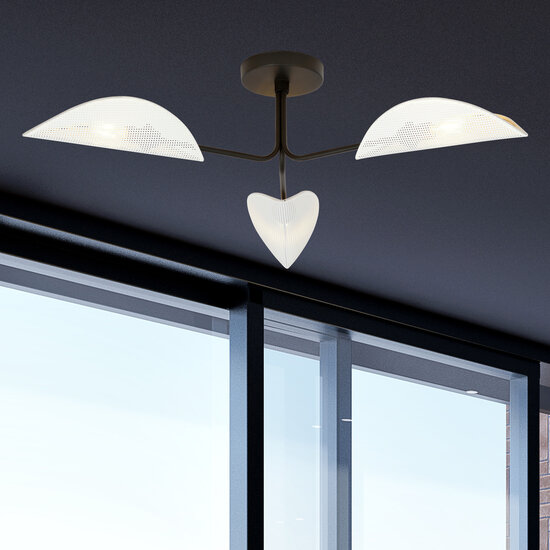 Emibig Emibig Lámpara de techo Thisted negra con acabado metálico blanco y dorado 3x E14 - Iluminación perfecta para cualquier espacio