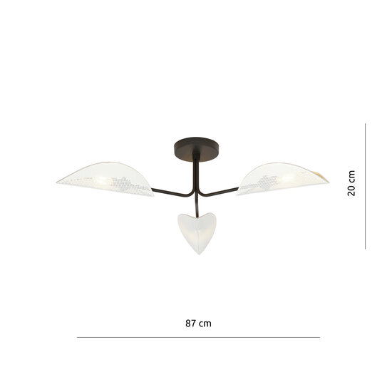 Thisted plafondlamp zwart met witte en goud metalen afwerking 3x E14