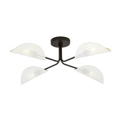 Emibig Plafonnier élégant noir Thisted avec finition métallique blanche et dorée 4x E14