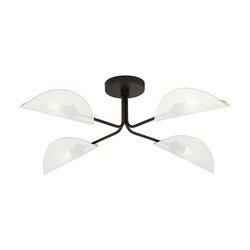 Emibig Thisted zwarte elegante plafondlamp met witte en goud metalen afwerking 4x E14