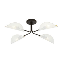 Thisted black elegant ceiling lamp with white and gold metal finish 4x E14