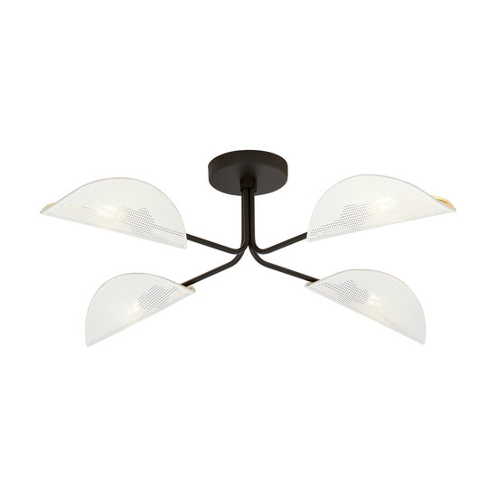 Emibig Emibig Lámpara de techo elegante negra Thisted con acabado metálico blanco y dorado 4x E14 - Perfecta para una decoración estilosa