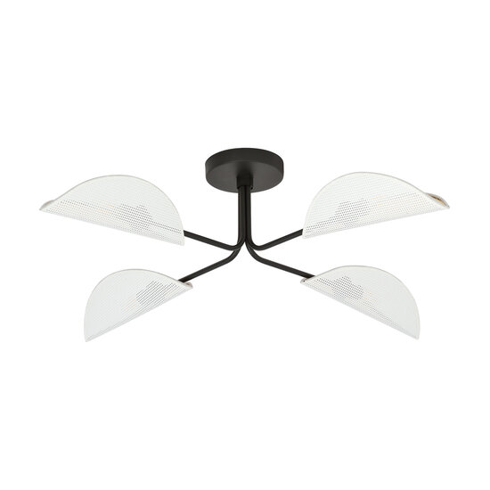 Emibig Emibig Plafonnier élégant noir Thisted avec finition métallique blanche et dorée 4x E14 - Parfait pour une décoration stylée