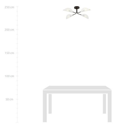 Schwarze, elegante Deckenleuchte Thisted mit weißem und goldenem Metallfinish, 4x E14