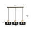 Lolland lange zwarte hanglamp met houtafwerking natuur 3x E27