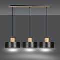 Emibig Emibig Lolland lámpara colgante negra larga con acabado en madera natural 3x E27 - Iluminación ideal para tu sala de estar