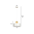 Lolland white round hanging lamp with natural wood color E27