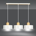 Emibig Emibig Lolland lampe suspendue blanche longue en bois naturel 3x E27 - Idéale pour les intérieurs modernes