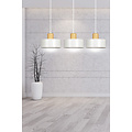 Lolland long white hanging lamp with natural wood 3x E27