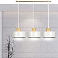 Emibig Emibig Lolland lampe suspendue blanche longue en bois naturel 3x E27 - Idéale pour les intérieurs modernes