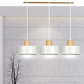 Lolland long white hanging lamp with natural wood 3x E27