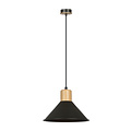 Vejen konische hanglamp zwart met hout E27