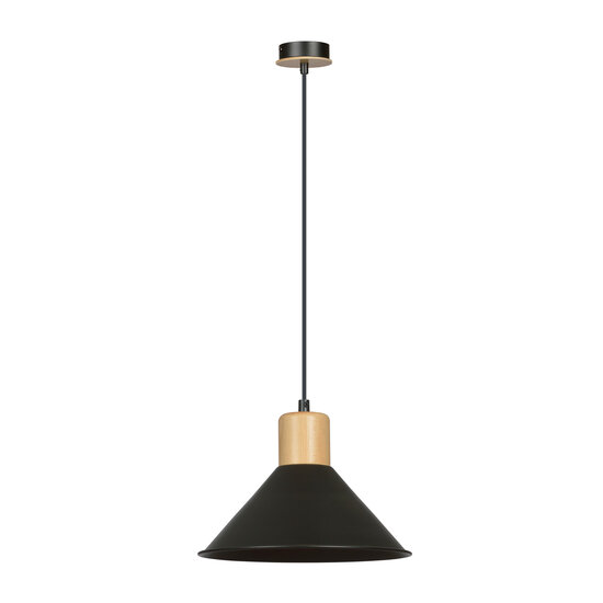 Vejen konische hanglamp zwart met hout E27